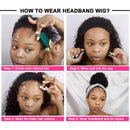 Headband Wig Human Hair Curly Headband Wig Glueless None Lace Front Human Hair Wigs for Black Women (24 Inch) MS.ILSA
