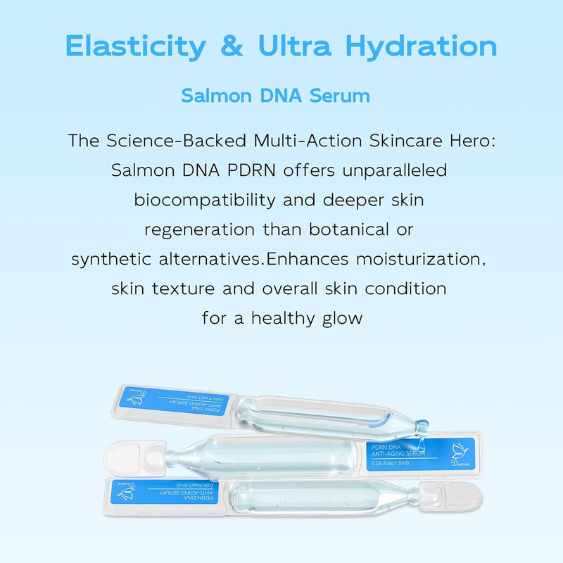 Salmon DNA PDRN Anti-Aging Serum, 5000ppm Salmon Egg DNA Ampoule, 2000ppm Collagen, Glutathione, Niacinamide & 6 Hyaluronic Acids, Korean Skincare for Wrinkles & Radiance,0.05 fl.oz x 30e Infinity Warehouse
