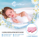 Evridwear Exfoliating Gloves for Shower, 100% Nylon Thick Soft Medium Heavy Bathing Gloves Dead Skin Remover Body Scrubber Smooth Skin with Hang Loop, 1 Pair (Pink) Evridwear