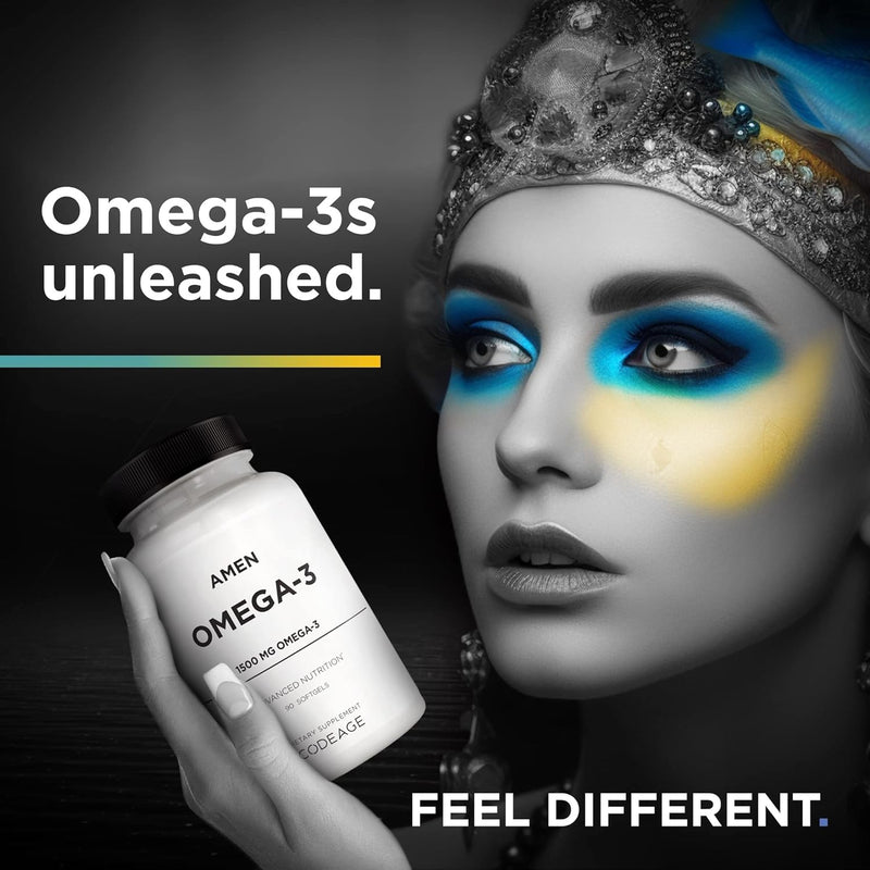 Amen Omega-3 Supplement - 1500mg High-Potency Daily Omega 3 - EPA and DHA Fatty Acids Fish Oil - 45-Day Supply - Fatty Acid Supplements - Fish Oil Pills - Non-GMO - 90 Soft Gels Capsules Infinity Warehouse