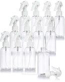 4 oz / 120 ml Clear Plastic PET Boston Round Bottle (BPA Free) with White Trigger Spray (12 pack) JUVITUS Store