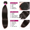 QinMei Brazilian Straight Hair 3 Bundles 10A 100% Virgin Unprocessed Human Hair Weave Extensions Brazilian Remy Straight Human Hair Bundles Natural Black Color (12 14 16 inch) QinMei
