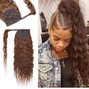 14 Inches Wrap Around Human Hair Ponytail Extensions 100% Remy Human Hair Long Corn Wave Curly With Comb Clip in One Piece Pony Tail Extensions For Girl Lady Women
