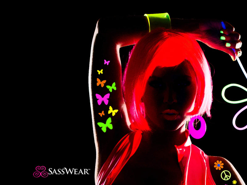Sasswear Blacklight Body Stickers - Neon, 40/pk (Butterfly) Sasswear