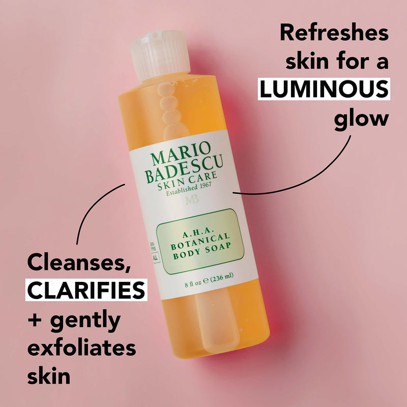 Mario Badescu A.H.A Botanical Body Soap for All Skin Types | Body Wash with Grapefruit & Ginseng Extracts | Rejuvenates & Visibly Brightens Skin | 16 Fl Oz Mario Badescu