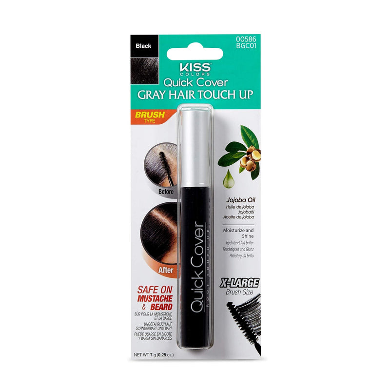Kiss Quick Cover Gray Hair Touch Up, Root Touch Up, Moisturize and Shine, Brush Type (Black) KISS