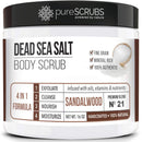 pureSCRUBS Premium Lemongrass Dead Sea Salt Body Exfoliator Scrub, Full Exfoliating Body Scrubber - Large 16oz Jar, Filled With Essential Oils, Includes Spoon, Loofah & Exfoliating Skin Soap Infinity Warehouse