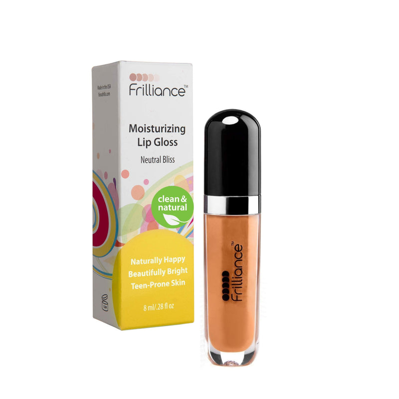 Frilliance Moisturizing Natural Lip Gloss, Neutral Bliss Color, Vegan Cruelty Free Hypoallergenic for Teens of All Skin Types, 8 ml / .28 fl oz Frilliance