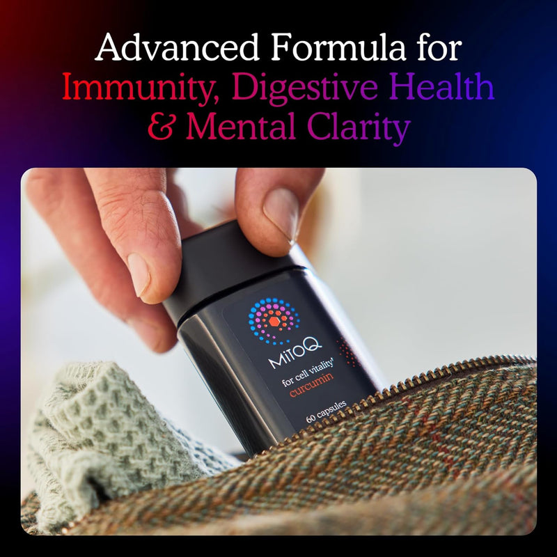 MitoQ Curcumin Advanced CoQ10 Antioxidant - Contains Mitoquinol Mesylate & Super Bioavailable Longvida Curcumin Turmeric - Supports Immunity, Digestive Health, & Cell Vitality (60 Capsules) Infinity Warehouse