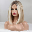 Ombre Blonde Lace Front Bob wigs Middle Part Bob Hair Wig for Women BLONDE UNICORN Straight Hair Wigs BLONDE UNICORN