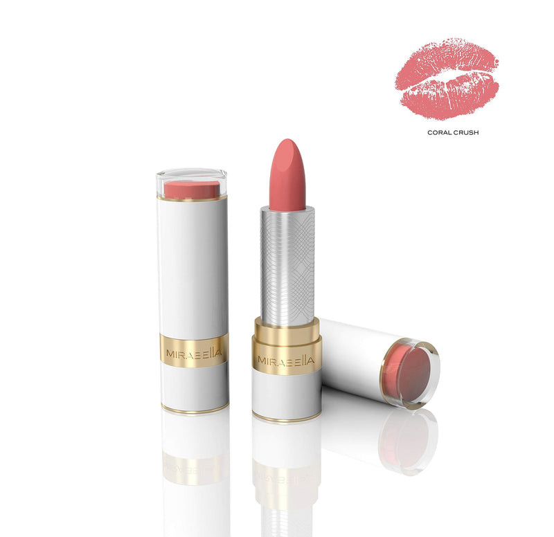 Mirabella Beauty Sealed With A Kiss Lipstick, Coral Crush - Creamy Long-Lasting Full-Coverage Lip Color Mirabella