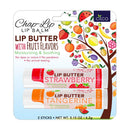 CHAP-LIP Lip Butter Lip Balm with Fruit Flavors, Cocoa Butter, Coconut Oil | Moisturizing Vitamin E & Total Hydration Treatment & Soothing Lip Therapy (2 Count - Strawberry & Tangerine) Chap-Lip