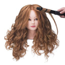 SOPHIRE 26"-28" Long Hair Mannequin Head with 60% Real Hair, Hairdresser Practice Training Head Cosmetology Manikin Doll Head with 9 Tools and Clamp - Golden, Makeup On SOPHIRE