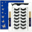 3D Magnetic Eyelashes with Eyeliner Kit - 7C SevenCrown Magnetic Lashes Natural Looking with Upgraded 4 Tubes of Liner Waterproof, Long Lasting,10 Pairs Reusable False Eyelashes Easy to Apply. Infinity Warehouse