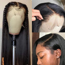 Wingirl Transparent Straight Lace Front Human Hair Wigs 13×4inch Lace Frontal Wig Pre Plucked with Baby Hair Natural Color (16inch, 220% denisty) Wingirl
