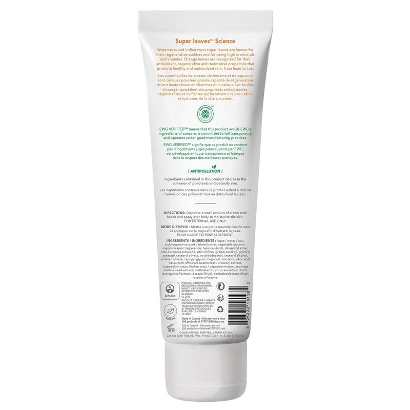 ATTITUDE Super Leaves, Hypoallergenic Energizing Body Cream, Orange Leaves, 8 Fluid Ounce (18198) ATTITUDE