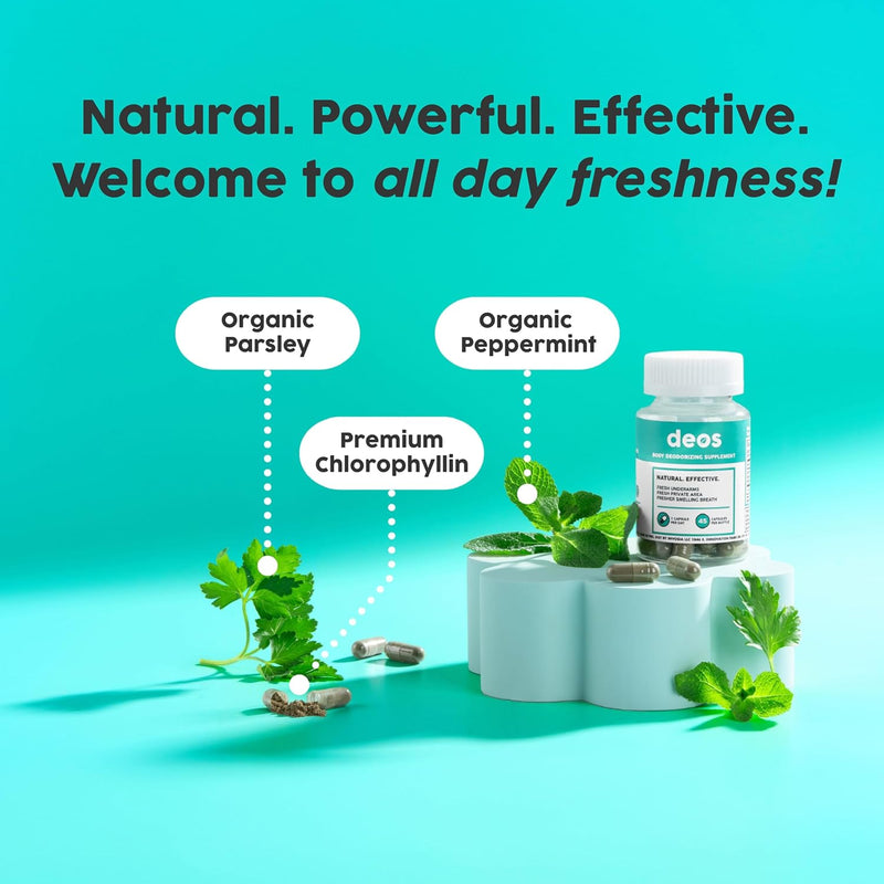 DEOS Internal Deodorant Supplement – Full Body Deodorizer for Gut Health, Skin Health, Detox & Digestion Support – Natural Odor Control Chlorophyll Pills for Head-to-Toe Freshness | 30 Capsules Infinity Warehouse