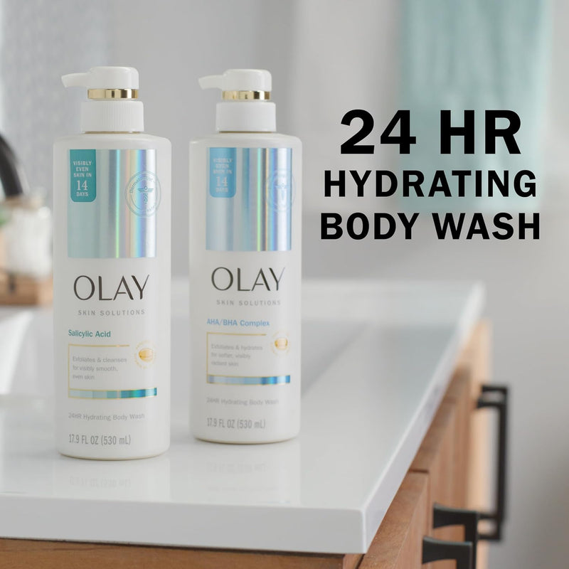 Olay Skin Solutions Hydrating Body Wash for Women with Salicylic Acid, 17.9 fl oz (Pack of 4) Infinity Warehouse