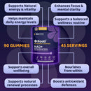 NAD+ Resveratrol Complex Gummies, 500mg of TMG, (45 Servings), Quercetin, Curcumin, Berberine & Antioxidants | Advanced Plant-Based Formula for Daily Cellular Balance & Longevity Nutrition Infinity Warehouse