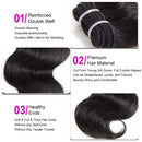 Brazilian Body Wave Bundles with Closure Brazilian Unprocessed Virgin Hair 3 Bundles with 4x4 3 Part Lace Closure (10 12 14+10) 10A Ocean Wave Human Hair Bundles with Closure 70g/bundle B-fashion Store