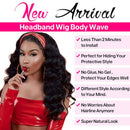 Headband Wigs for Black Women Body Wave Human Hair Wigs Glueless None Lace Front Wigs Brazilian Virgin Hair Machine Made Body Wave Headband Wig 150% Density prime Hair 28 inch Beafay Hair