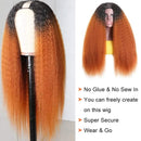Nadula Italian Yaki Middle Kinky Straight U Part Wig Human Hair 150 Density T30 Ombre Colored Wigs 10A Brazilian Remy Human Hair Wigs Glueless Non Lace Front Wigs for Black Women (24inch) Nadula Store