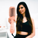 FairyBrave Blow Dryer Brush - Hot Air Brush Hair Dryer, Salon Quality One Step Hair Blowout Volumizer with Hair Clips and Teasing Comb for Medium to Thick Hair, Pink FairyBrave