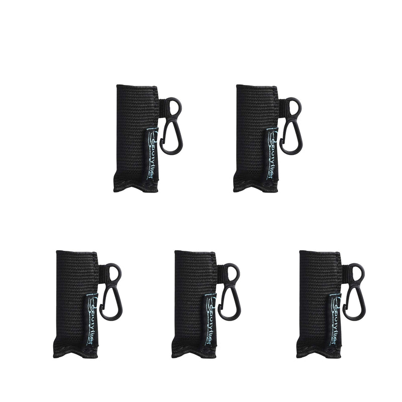 Beautyflier Pack of 5 Clip-on Sleeve Chapstick Pouch Keychain Lipstick Holder Elastic Lip Balm Holder Travel Accessories (Black) Beautyflier