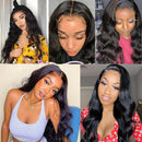 Body Wave Lace Front Wigs Human Hair Pre Plucked with Baby Hair Glueless 4x4 Lace Closure Wigs Human Hair for Black Women Natural Color 150 Density (18inch, Human Hair Wigs) Heng Fan
