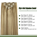 GOO GOO 7pcs 120g 22 Inch Human Hair Extensions Clip in Highlighted Blonde Light Blonde Mixed Golden Blonde Hair Extensions Clip in Remy Thick Hair Real Straight Natural Hair Extensions GOO GOO