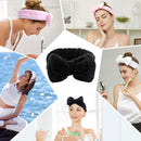 Spa Headband - 3 Pack Bow Hair Band Women Facial Makeup Head Band Soft Coral Fleece Head Wraps For Shower Washing Face (Black+white+pink) LADES Store