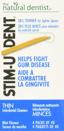 Stim-U-Dent Thin, The Un-Plastic Plaque Removers, Mint Flavored, 160 Count Box (Pack of 6) Stim-U-Dent