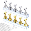 2 Set Acrylic Nail Practice Stand Magnetic Nail Tip Art Display Stand Holder Manicure Tool with Reusable Adhesive Putty Clay for Home Salon Makeup Lenlorry