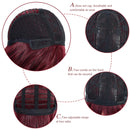 ROSEBUD Wavy Bob Wig with Bangs Natural Wine Red Wig Synthetic Hair Shoulder Length Short Curly Wigs for Women Rose bud