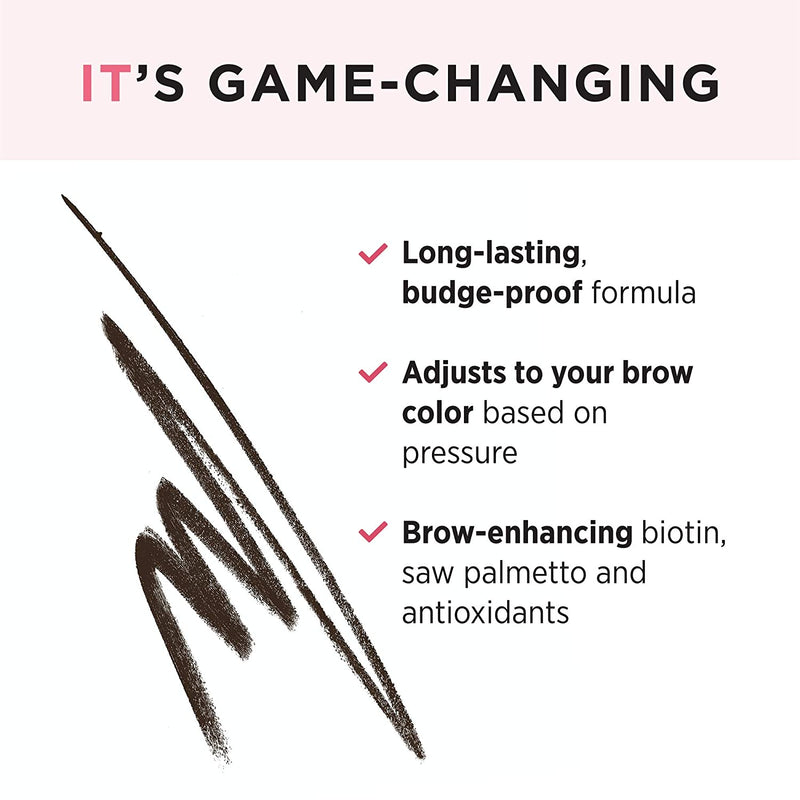 IT Cosmetics Brow Power, Universal Dark Brunette - Universal Eyebrow Pencil - Mimics the Look of Real Hair - Budge-Proof Formula - With Biotin, Saw Palmetto & Antioxidants - 0.0056 oz It Cosmetics Store