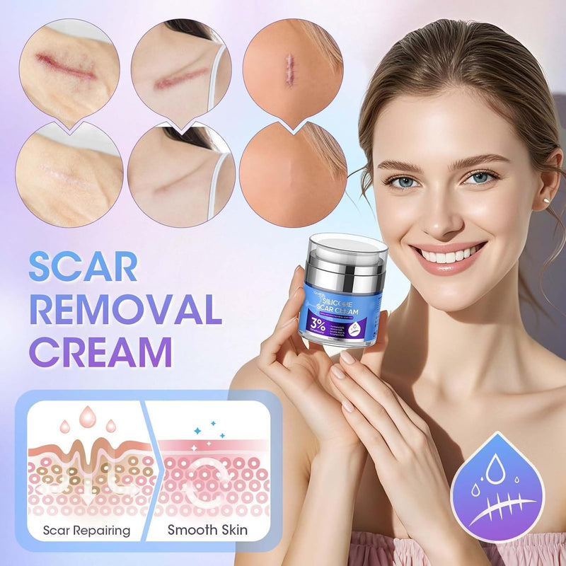 Silicone Scar Cream for Surgical Scars, 3% Dimethicone Complex Silicone Scar Gel for Old & New Scars, C-Section, Pregnancy, Acne, Injury, Keloids, Burns, Non-Irritating Scar Removal Cream(55ML) Infinity Warehouse