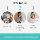 GLO Science So Brilliant Tooth Whitener Set – Fast, Sensitivity Free Teeth Whitening Technology – Includes Warming Mouthpiece with LED Light, 6% Hydrogen Peroxide Gel Pods, Lip Balm, & Travel Case Infinity Warehouse