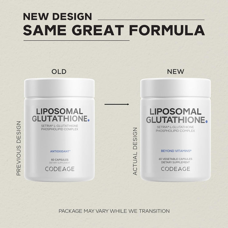 Codeage Liposomal Glutathione Supplement - Pure Reduced Setria L-Glutathione, Liposomal Delivery, Phospholipid Complex - Encapsulated Glutathione Powder Pills - Vegan, Non-GMO - 60 Capsules Infinity Warehouse
