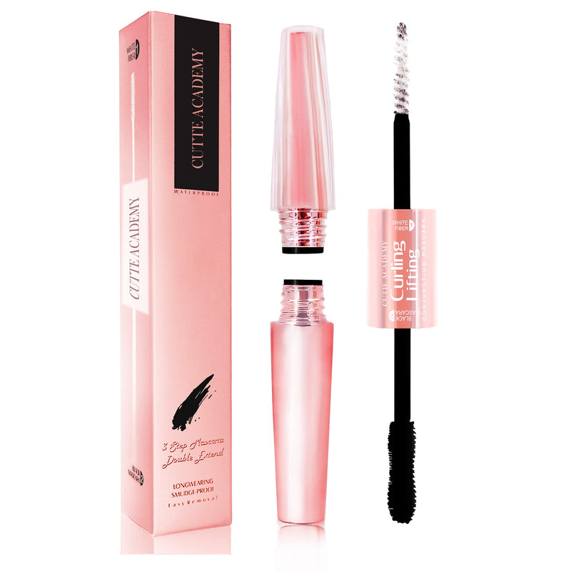 4D Fiber Mascara Black Volume and Length, Waterproof Makeup, Double Extend Lengthening Mascara Cutie Academy