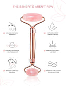 Jade Roller Gua Sha,Rose Quartz Face Roller Skin Care Tools,Beauty Facial Massager,Eye Roller For Puffy Eyes,Self Care Gifts For Women,HANABEE Skincare Sets & Kits (Rose Quartz) HANABEE Store