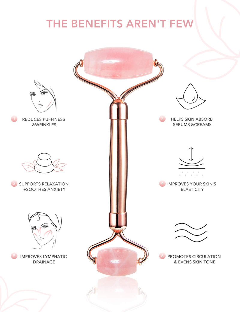 Gua Sha Jade Roller,Rose Quartz Face Roller Skin Care Tools,Beauty Facial Massager,Eye Roller For Puffy Eyes,Self Care Gifts For Women,HANABEE Skincare Sets & Kits (Rose) HANABEE