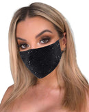 Sparkly Mesh Face Mask Reusable Face Bandanas Decorative Halloween Nightclub Costume Party Masks for Women (Black + Blue) Auriviz