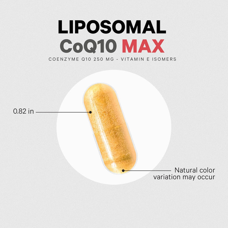 Codeage Liposomal CoQ10 Max Supplement - 250 mg Coenzyme Q10 with Vitamin E Isomers Tocopherols - 2-Month Supply - 1 Capsule Per Serving - Liposomal Delivery - Non-GMO, Gluten-Free - 60 Capsules Infinity Warehouse
