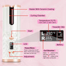 Automatic Hair Curler-Cordless Wand Curling Iron-Portable Auto Crimper Hair Waver, Rechargeable Hair Waver with LCD,Timer Settings&6 Temperature, Auto Shut-Off Hair Styling Tools for Women KFF