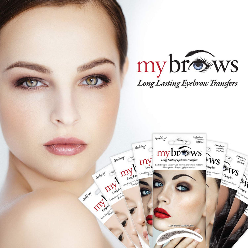Godefroy MyBrows Long Lasting Eyebrow Transfers, Soft Arch, Natural Black, 12-Pairs of Brows Godefroy Store
