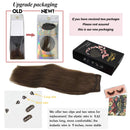 GOO GOO Halo Hair Extensions Human Hair Chocolate Brown Remy Hair Extensions Flip in Real Natural Hair Extensions Straight 20 Inch 100g Hidden Crown Wire Hair Extensions with Transparent Fish Line GOO GOO Store