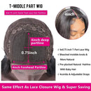 Beauty Forever Hand Tied T Part Lace Wig Human Hair Lace Part Wigs Long Straight Hair 24inch 99J Color Middle Part 150% Density For Black Women Beauty Forever Store
