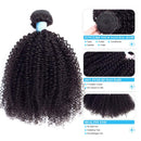 BLY 7A Mongolian Afro Kinky Curly Human Hair 3 Bundles Unprocessed Hair Weave Weft Big Hair for African American Women Natural Color (22/24/26 Inch) BLY