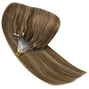 Sunny Micro Loop Hair Extensions Remy Straight Micro Ring Human Hair Extensions Brown and Blonde Highlights,Silky Human Hair Extensions 50G Per Pack 14inch Sunny Hair Store