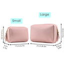 Large Vegan Leather Makeup Bag Zipper Pouch Travel Cosmetic Organizer for Women and Girls (Large, Pink) Narwey